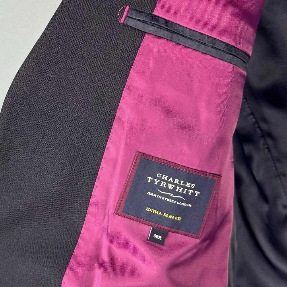 Charles Tyrwhitt Mens 38 Reg Navy Blue Extra Slim Fit Wool Blazer‎ Sport Coat